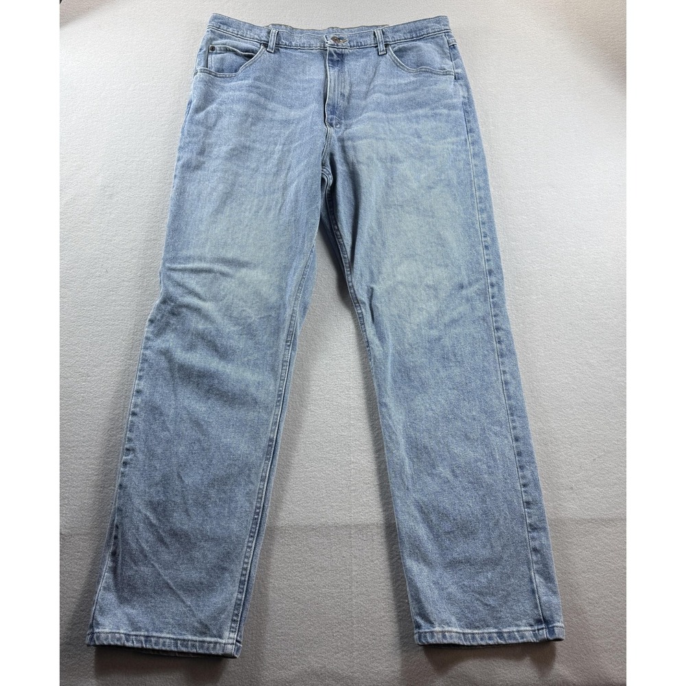 Wrangler Premium Quality Jeans Mens 38x34 (Fit 38x32) Light Wash Straight‎ Denim
